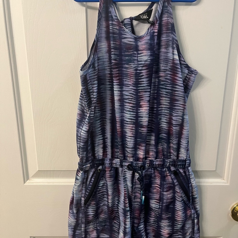 Athleta Kids Blue and Purple Striped Romper